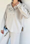 Stone Women's Snap Detailed Sweat Waist Elastic Pants Double Set - 4