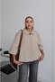 Beige Hidden Button Short Jacket - 3