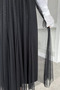 Black Elastic Waist Stone Embroidered Tulle Hijab Skirt