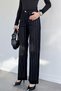 Black High Waist Stone Detailed Palazzo Slim Fit Jeans - 2