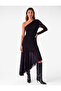 Asymmetrical Cut Drape Detailed Voluminous Long Sleeve One Shoulder Tulle Dress