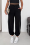 Women's Parachute Pants with Elastic Waist, Pockets, Drawstring Cuffs, Relaxed Fit - 8