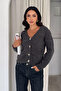 Women's V-Neck Buttoned Knitwear Cardigan Long Sleeve Basic Knit Cardigan - 2