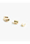 Metal 3-Piece Earring Set with Crystal Stone Detail - 2