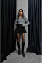 Women's Gray Cotton Soft Texture V-Neck Oversize Knitwear Sweater - 2