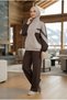 Women's Zippered Double Suit with Stripe Detail, Loose Top, Wide Leg Pants, Hijab Suit - 3