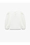 Bow Long Sleeve Crew Neck Blouse - 3