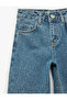 Glittering Stone Detailed Cotton Wide Leg Denim Trousers - 5