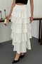 White Layered Skirt with Flounces - 4