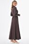 Shirt Collar Rayon Dress Dark Brown - 5