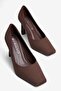 Women's Suede Heeled Shoes Square Toe Stiletto Naya Brown