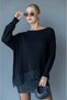 Boat Neck Lace Hem Detail Asymmetrical Cut Long Sleeve Oversize Knitwear Sweater Aw26Kz00033 - 2