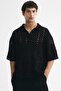 Relaxed Fit Crochet-look polo shirt - 2