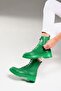 Women's Grass Green Letters Leather Boots 4cm Byndltt01 - 3