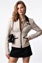 2226 Women's Lined Filet Pocket Double Zipper Slim Fit Jacket Stone - 4