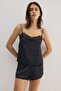 Lace-trimmed satin pyjamas