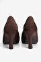 Women's Suede Heeled Shoes Square Toe Stiletto Naya Brown - 4