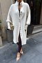 Women's Ecru Stylish Buttoned Soft Textured Knitwear Cardigan - 7