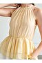 Women's Yellow Halter Neck Backless Flounce Woven Summer Blouse - 7