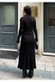 Women's Black Shirt Collar Stylish Buttoned Long Knitwear Dress - 7