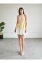 Women's Yellow Halter Neck Backless Flounce Woven Summer Blouse - 3