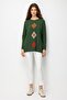 Women's Crew Neck Diamond Embroidered Hair Braided Wool Sweater K.Yosun - 2
