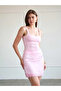 Women's Pink Lace Trim Satin Mini Pencil Skirt Plain Woven Spring Summer - 5