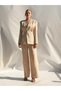 Women's Stone High Waist Wide Leg Long Side Pockets Straight Woven Flowy Pants - 2