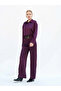 Women's Plum Crinkle Textured Satin Shirt Classic Collar Long Sleeve Buttoned