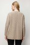 Women's Crew Neck Diamond Embroidered Hair Braided Wool Sweater K.Beige - 3