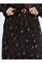 Women's Brown Speckled Patterned Maxi Slit Lined Polyester Skirt - 8