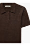 Sheep Wool Blended Buttoned Short Sleeve Polo Collar Knitwear Sweater - 3