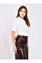 Women's Ecru Polo Collar Padded Short Sleeve Buttoned Regular Fit Blouse - 5