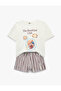 Comfortable Fit Short Sleeve Crew Neck Printed Shorts Pajama Set - 2