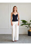 Women's Navy Blue Strappy Blouse with Heart Collar, Covered Chest, Thin Straps, Slim Fit - 3