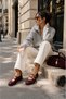 Avelella Burgundy Rustic Women's Daily Stylish Double Helmet Buckle Flat Casual Moccasin Loafer Shoes - 8