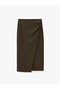 Normal Waist Draped Slit Detailed Midi Double Breasted Pencil Skirt - 5