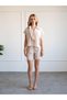 Women's Stone Shirt-Shorts Set Lace Detailed Textured Short Sleeve Shirt Shorts Summer Set