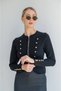 Crew Neck Gold Button Detailed Military Style Long Sleeve Fit Knitwear Jacket Aw26Hi0020 - 3