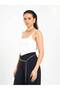 Women's Ecru U-Neck Thin Strap Plain Patterned Fitted Summer Tank Top - 3
