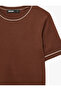 Viscose Blended Crew Neck Short Sleeve Knit Sweater - 7