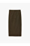 Normal Waist Draped Slit Detailed Midi Double Breasted Pencil Skirt - 6