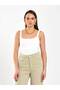 Women's Ecru Sleeveless Square Neck Thick Strap Slim Fit Viscose Blended Body Blouse