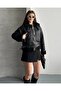 Women's Fur Detailed Belted Zippered Coat - 2