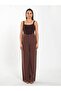 Women's Coffee Color Sleeveless Square Neck Thick Strap Slim Fit Viscose Blended Body Blouse - 2