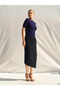 Women's Navy Blue Short Sleeve Crew Neck Slim Knitwear Slim Fit Regular Length Blouse - 6