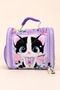 Girl's College School Bag Set 3-Piece Cat Patterned Backpack Lunch Bag Pencil Holder - 3