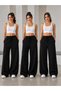 3 Piece Women's Tracksuit Set (3 Pieces Black) Wide Leg Women's Sweatpants