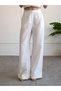 Women's White Vest Trouser Suit Lace Detailed V-Neck Buttoned Wide Leg - 4