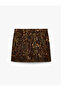 Cotton A-Line Gabardine Camouflage Patterned Mini Skirt